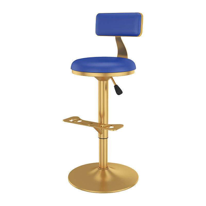 Glam Jewelry Shop Adjustable Height Stool Matte Finish Leather Barstool Blue 1 Piece Bar Stool(31"H) Clearhalo 'Bar Furniture' 'Bar Stools' 'bar_stools' 'furn' 'furn_bar_stools' 'Furniture' 'furniture_bar_stools' 'Kitchen & Dining Furniture' 4953126