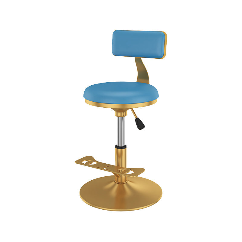 Glam Jewelry Shop Adjustable Height Stool Matte Finish Leather Barstool Sky Blue 1 Piece Short Stool(22"H) Clearhalo 'Bar Furniture' 'Bar Stools' 'bar_stools' 'furn' 'furn_bar_stools' 'Furniture' 'furniture_bar_stools' 'Kitchen & Dining Furniture' 4953128