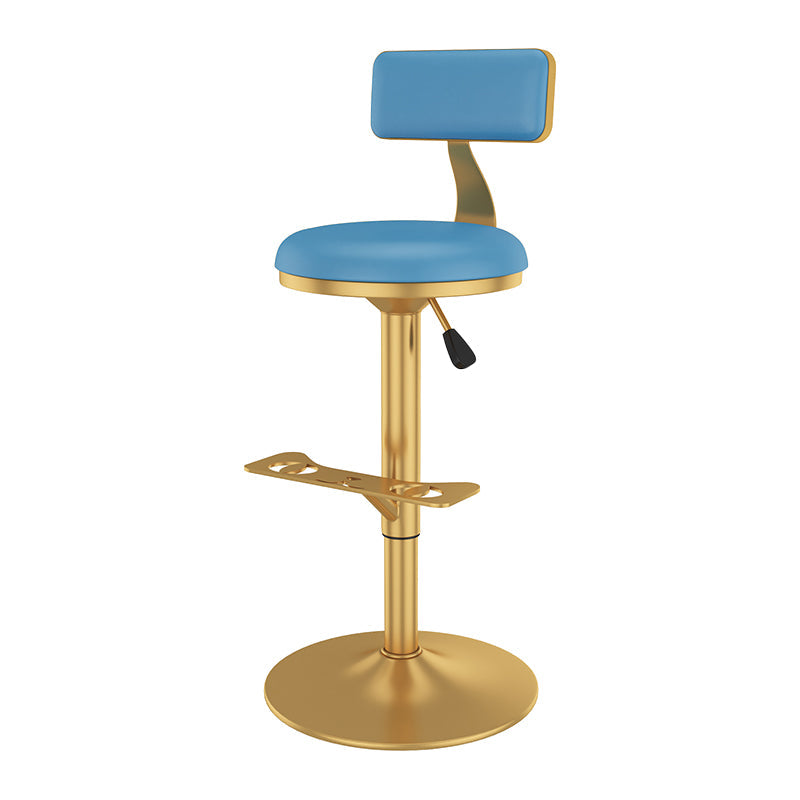 Glam Jewelry Shop Adjustable Height Stool Matte Finish Leather Barstool Sky Blue 1 Piece Bar Stool(31"H) Clearhalo 'Bar Furniture' 'Bar Stools' 'bar_stools' 'furn' 'furn_bar_stools' 'Furniture' 'furniture_bar_stools' 'Kitchen & Dining Furniture' 4953131