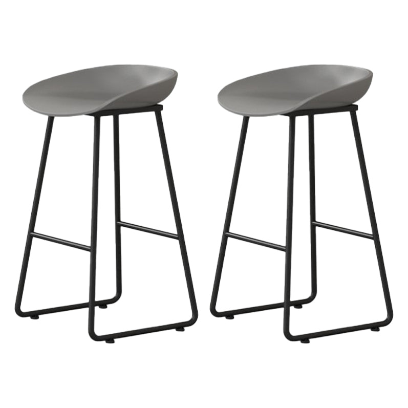 Modern Milk Tea Shop Footrest Barstool Matte Finish Plastic Stool Grey 2 Piece Set Counter Stool(26"H) Clearhalo 'Bar Furniture' 'Bar Stools' 'bar_stools' 'furn' 'furn_bar_stools' 'Furniture' 'furniture_bar_stools' 'Kitchen & Dining Furniture' 4953152