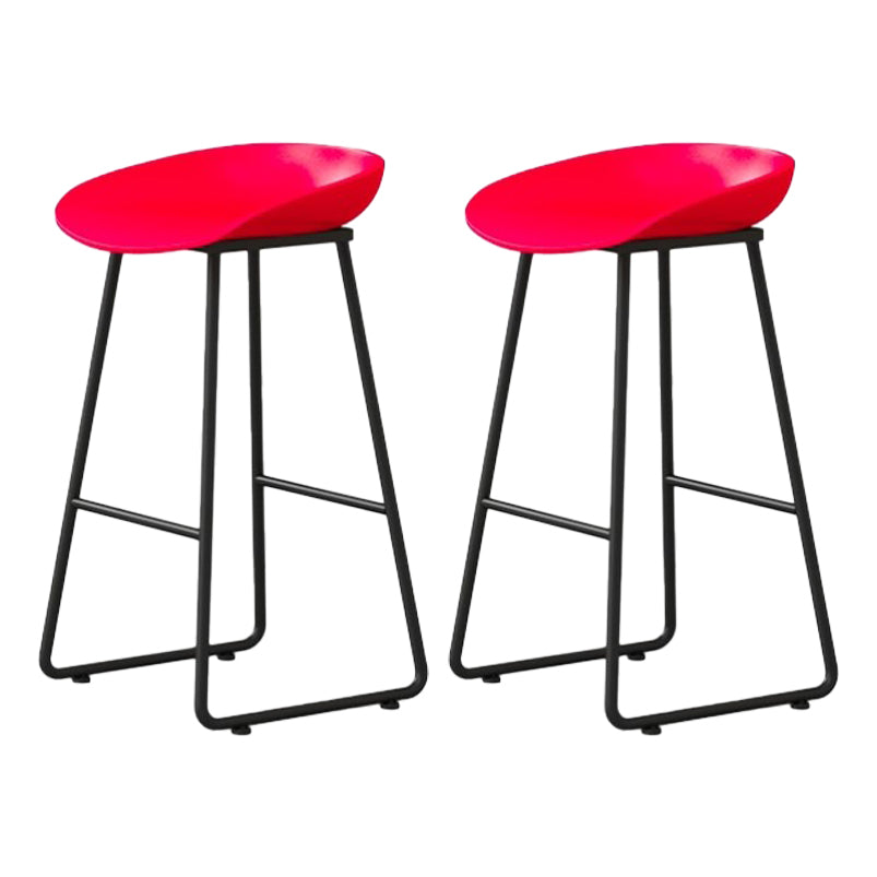 Modern Milk Tea Shop Footrest Barstool Matte Finish Plastic Stool Red 2 Piece Set Counter Stool(26"H) Clearhalo 'Bar Furniture' 'Bar Stools' 'bar_stools' 'furn' 'furn_bar_stools' 'Furniture' 'furniture_bar_stools' 'Kitchen & Dining Furniture' 4953164