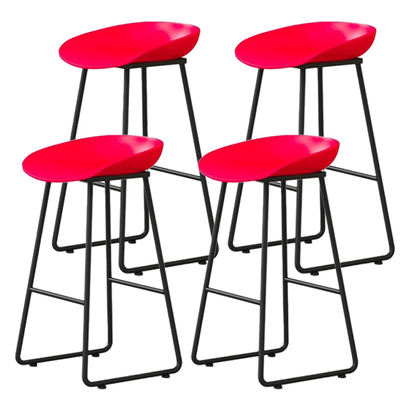Modern Milk Tea Shop Footrest Barstool Matte Finish Plastic Stool Red 4 Piece Set Counter Stool(26"H) Clearhalo 'Bar Furniture' 'Bar Stools' 'bar_stools' 'furn' 'furn_bar_stools' 'Furniture' 'furniture_bar_stools' 'Kitchen & Dining Furniture' 4953165
