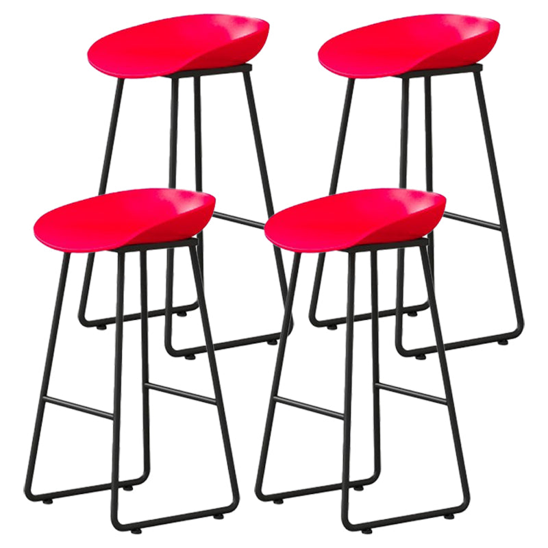 Modern Milk Tea Shop Footrest Barstool Matte Finish Plastic Stool Red 4 Piece Set Bar Stool(30"H) Clearhalo 'Bar Furniture' 'Bar Stools' 'bar_stools' 'furn' 'furn_bar_stools' 'Furniture' 'furniture_bar_stools' 'Kitchen & Dining Furniture' 4953167