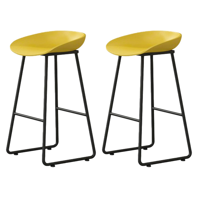 Modern Milk Tea Shop Footrest Barstool Matte Finish Plastic Stool Yellow 2 Piece Set Counter Stool(26"H) Clearhalo 'Bar Furniture' 'Bar Stools' 'bar_stools' 'furn' 'furn_bar_stools' 'Furniture' 'furniture_bar_stools' 'Kitchen & Dining Furniture' 4953170
