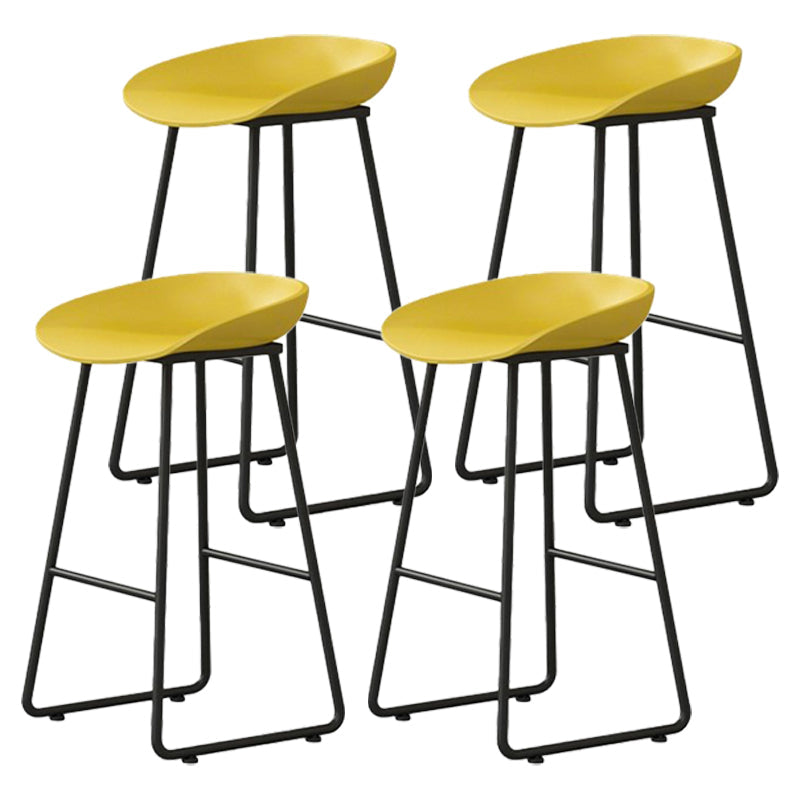 Modern Milk Tea Shop Footrest Barstool Matte Finish Plastic Stool Yellow 4 Piece Set Counter Stool(26"H) Clearhalo 'Bar Furniture' 'Bar Stools' 'bar_stools' 'furn' 'furn_bar_stools' 'Furniture' 'furniture_bar_stools' 'Kitchen & Dining Furniture' 4953171