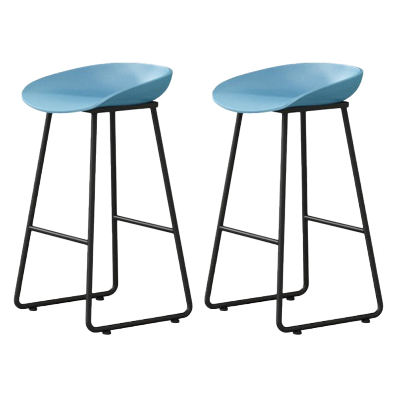 Modern Milk Tea Shop Footrest Barstool Matte Finish Plastic Stool Blue 2 Piece Set Counter Stool(26"H) Clearhalo 'Bar Furniture' 'Bar Stools' 'bar_stools' 'furn' 'furn_bar_stools' 'Furniture' 'furniture_bar_stools' 'Kitchen & Dining Furniture' 4953176