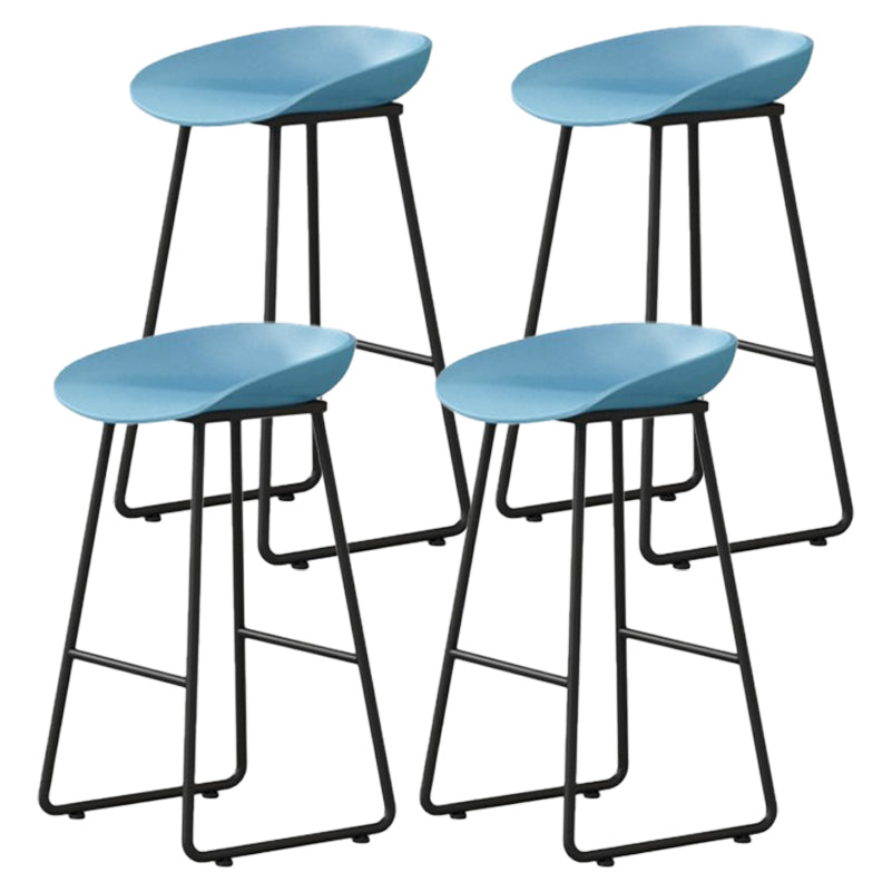 Modern Milk Tea Shop Footrest Barstool Matte Finish Plastic Stool Blue 4 Piece Set Counter Stool(26"H) Clearhalo 'Bar Furniture' 'Bar Stools' 'bar_stools' 'furn' 'furn_bar_stools' 'Furniture' 'furniture_bar_stools' 'Kitchen & Dining Furniture' 4953177