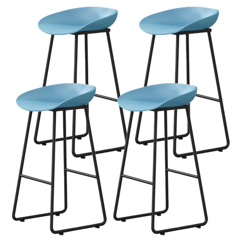 Modern Milk Tea Shop Footrest Barstool Matte Finish Plastic Stool Blue 4 Piece Set Bar Stool(30"H) Clearhalo 'Bar Furniture' 'Bar Stools' 'bar_stools' 'furn' 'furn_bar_stools' 'Furniture' 'furniture_bar_stools' 'Kitchen & Dining Furniture' 4953179
