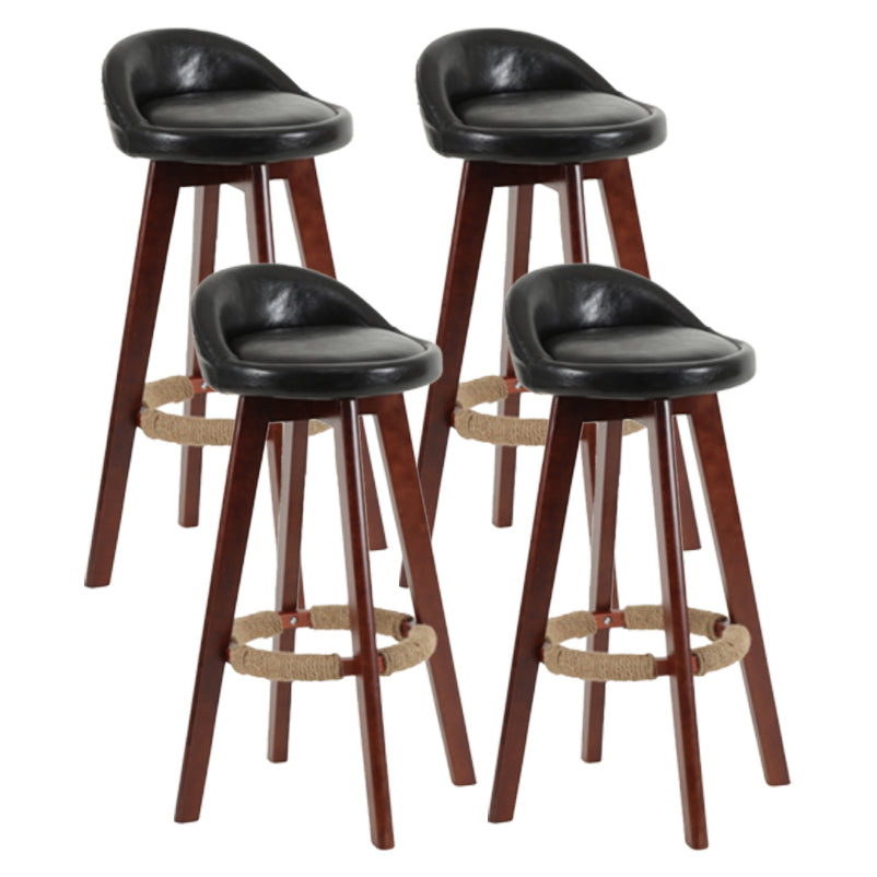 Scandinavian Matte Finish Upholstered Counter Height Stool Footrest Home Barstool Black Brown 4 Piece Set Clearhalo 'Bar Furniture' 'Bar Stools' 'bar_stools' 'furn' 'furn_bar_stools' 'Furniture' 'furniture_bar_stools' 'Kitchen & Dining Furniture' 4953187