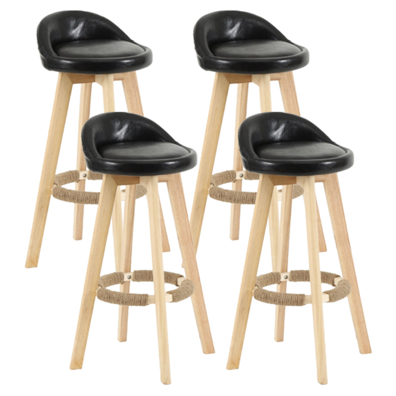 Scandinavian Matte Finish Upholstered Counter Height Stool Footrest Home Barstool Black Natural 4 Piece Set Clearhalo 'Bar Furniture' 'Bar Stools' 'bar_stools' 'furn' 'furn_bar_stools' 'Furniture' 'furniture_bar_stools' 'Kitchen & Dining Furniture' 4953194
