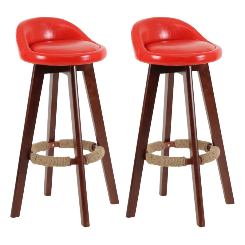 Scandinavian Matte Finish Upholstered Counter Height Stool Footrest Home Barstool Red Brown 2 Piece Set Clearhalo 'Bar Furniture' 'Bar Stools' 'bar_stools' 'furn' 'furn_bar_stools' 'Furniture' 'furniture_bar_stools' 'Kitchen & Dining Furniture' 4953210