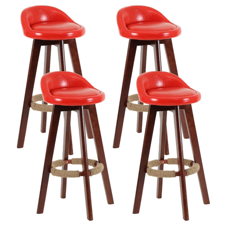 Scandinavian Matte Finish Upholstered Counter Height Stool Footrest Home Barstool Red Brown 4 Piece Set Clearhalo 'Bar Furniture' 'Bar Stools' 'bar_stools' 'furn' 'furn_bar_stools' 'Furniture' 'furniture_bar_stools' 'Kitchen & Dining Furniture' 4953211