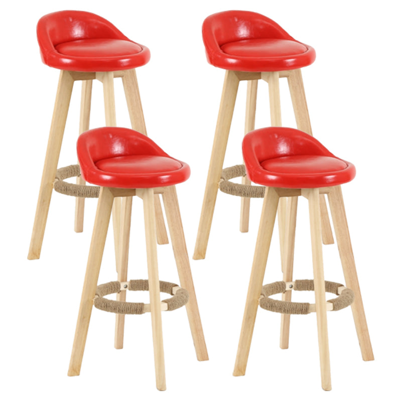 Scandinavian Matte Finish Upholstered Counter Height Stool Footrest Home Barstool Red Natural 4 Piece Set Clearhalo 'Bar Furniture' 'Bar Stools' 'bar_stools' 'furn' 'furn_bar_stools' 'Furniture' 'furniture_bar_stools' 'Kitchen & Dining Furniture' 4953214