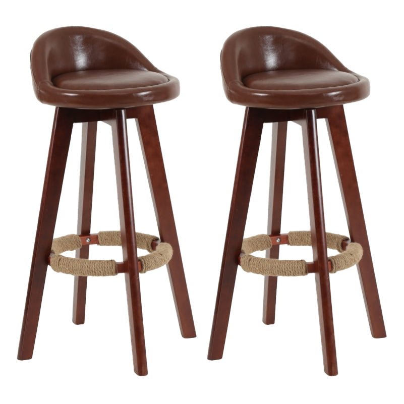 Scandinavian Matte Finish Upholstered Counter Height Stool Footrest Home Barstool Brown Brown 2 Piece Set Clearhalo 'Bar Furniture' 'Bar Stools' 'bar_stools' 'furn' 'furn_bar_stools' 'Furniture' 'furniture_bar_stools' 'Kitchen & Dining Furniture' 4953219
