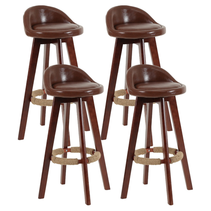 Scandinavian Matte Finish Upholstered Counter Height Stool Footrest Home Barstool Brown Brown 4 Piece Set Clearhalo 'Bar Furniture' 'Bar Stools' 'bar_stools' 'furn' 'furn_bar_stools' 'Furniture' 'furniture_bar_stools' 'Kitchen & Dining Furniture' 4953220