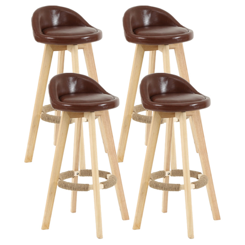 Scandinavian Matte Finish Upholstered Counter Height Stool Footrest Home Barstool Brown Natural 4 Piece Set Clearhalo 'Bar Furniture' 'Bar Stools' 'bar_stools' 'furn' 'furn_bar_stools' 'Furniture' 'furniture_bar_stools' 'Kitchen & Dining Furniture' 4953223