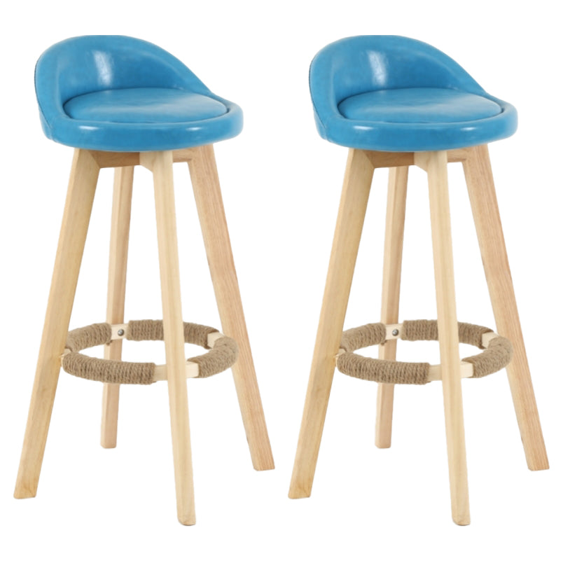 Scandinavian Matte Finish Upholstered Counter Height Stool Footrest Home Barstool Sky Blue Natural 2 Piece Set Clearhalo 'Bar Furniture' 'Bar Stools' 'bar_stools' 'furn' 'furn_bar_stools' 'Furniture' 'furniture_bar_stools' 'Kitchen & Dining Furniture' 4953228