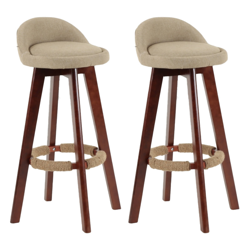 Scandinavian Matte Finish Upholstered Counter Height Stool Footrest Home Barstool Khaki Brown 2 Piece Set Clearhalo 'Bar Furniture' 'Bar Stools' 'bar_stools' 'furn' 'furn_bar_stools' 'Furniture' 'furniture_bar_stools' 'Kitchen & Dining Furniture' 4953237