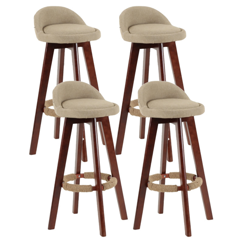 Scandinavian Matte Finish Upholstered Counter Height Stool Footrest Home Barstool Khaki Brown 4 Piece Set Clearhalo 'Bar Furniture' 'Bar Stools' 'bar_stools' 'furn' 'furn_bar_stools' 'Furniture' 'furniture_bar_stools' 'Kitchen & Dining Furniture' 4953238