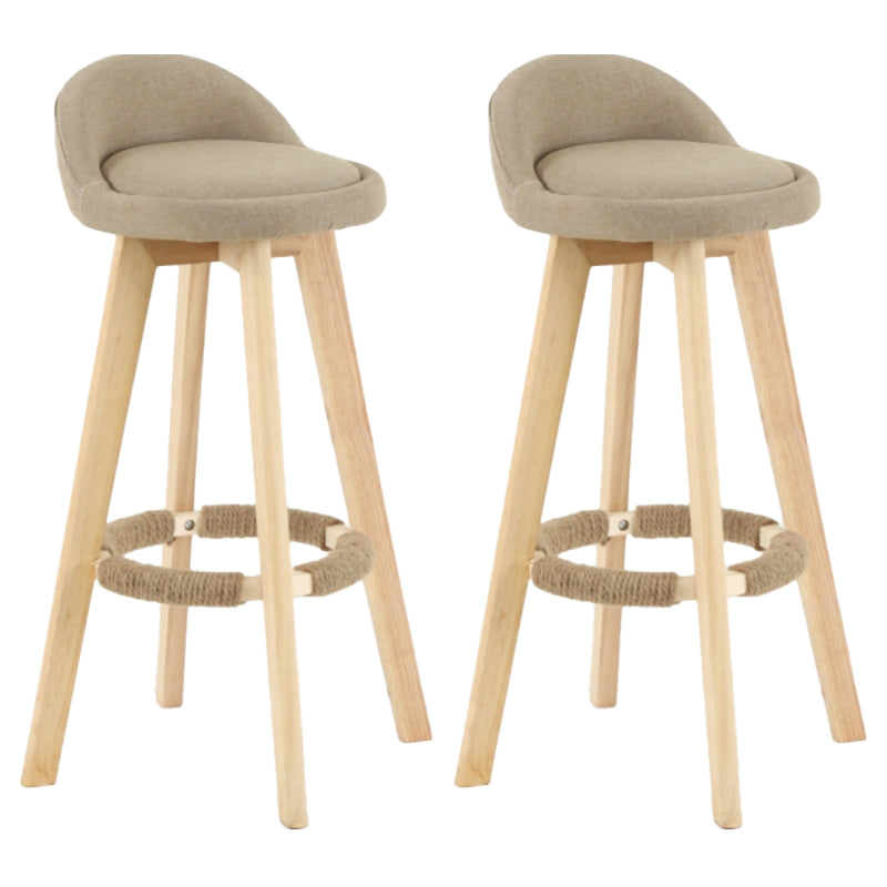 Scandinavian Matte Finish Upholstered Counter Height Stool Footrest Home Barstool Khaki Natural 2 Piece Set Clearhalo 'Bar Furniture' 'Bar Stools' 'bar_stools' 'furn' 'furn_bar_stools' 'Furniture' 'furniture_bar_stools' 'Kitchen & Dining Furniture' 4953240