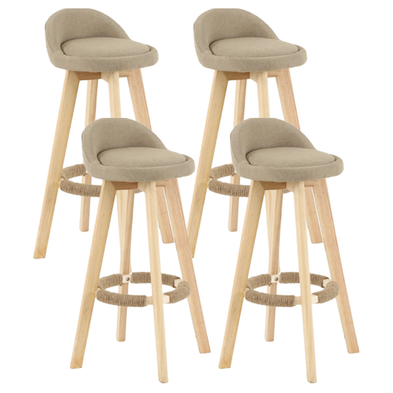 Scandinavian Matte Finish Upholstered Counter Height Stool Footrest Home Barstool Khaki Natural 4 Piece Set Clearhalo 'Bar Furniture' 'Bar Stools' 'bar_stools' 'furn' 'furn_bar_stools' 'Furniture' 'furniture_bar_stools' 'Kitchen & Dining Furniture' 4953241