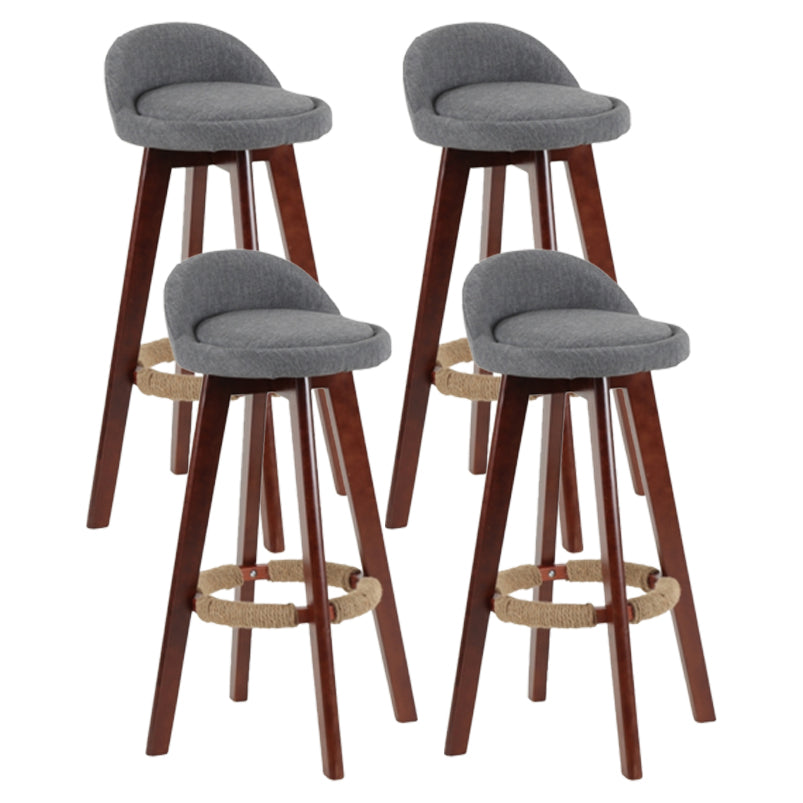 Scandinavian Matte Finish Upholstered Counter Height Stool Footrest Home Barstool Smoke Gray Brown 4 Piece Set Clearhalo 'Bar Furniture' 'Bar Stools' 'bar_stools' 'furn' 'furn_bar_stools' 'Furniture' 'furniture_bar_stools' 'Kitchen & Dining Furniture' 4953244