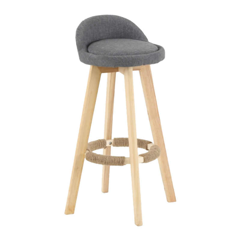 Scandinavian Matte Finish Upholstered Counter Height Stool Footrest Home Barstool Smoke Gray Natural 1 Piece Clearhalo 'Bar Furniture' 'Bar Stools' 'bar_stools' 'furn' 'furn_bar_stools' 'Furniture' 'furniture_bar_stools' 'Kitchen & Dining Furniture' 4953245