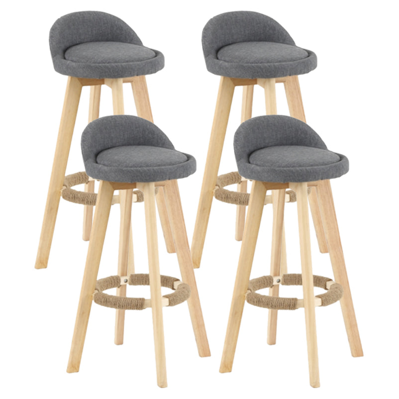 Scandinavian Matte Finish Upholstered Counter Height Stool Footrest Home Barstool Smoke Gray Natural 4 Piece Set Clearhalo 'Bar Furniture' 'Bar Stools' 'bar_stools' 'furn' 'furn_bar_stools' 'Furniture' 'furniture_bar_stools' 'Kitchen & Dining Furniture' 4953247