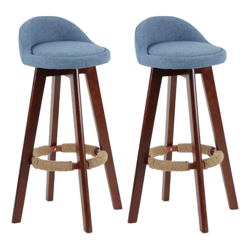 Scandinavian Matte Finish Upholstered Counter Height Stool Footrest Home Barstool Lake Blue Brown 2 Piece Set Clearhalo 'Bar Furniture' 'Bar Stools' 'bar_stools' 'furn' 'furn_bar_stools' 'Furniture' 'furniture_bar_stools' 'Kitchen & Dining Furniture' 4953255