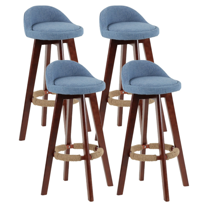 Scandinavian Matte Finish Upholstered Counter Height Stool Footrest Home Barstool Lake Blue Brown 4 Piece Set Clearhalo 'Bar Furniture' 'Bar Stools' 'bar_stools' 'furn' 'furn_bar_stools' 'Furniture' 'furniture_bar_stools' 'Kitchen & Dining Furniture' 4953256