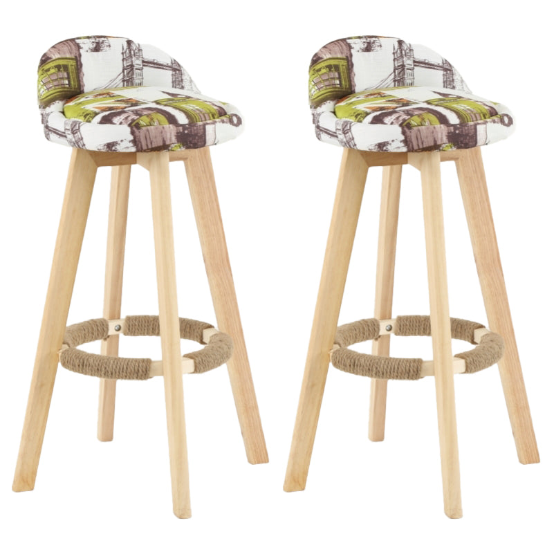 Scandinavian Matte Finish Upholstered Counter Height Stool Footrest Home Barstool White-Green Natural 2 Piece Set Clearhalo 'Bar Furniture' 'Bar Stools' 'bar_stools' 'furn' 'furn_bar_stools' 'Furniture' 'furniture_bar_stools' 'Kitchen & Dining Furniture' 4953261