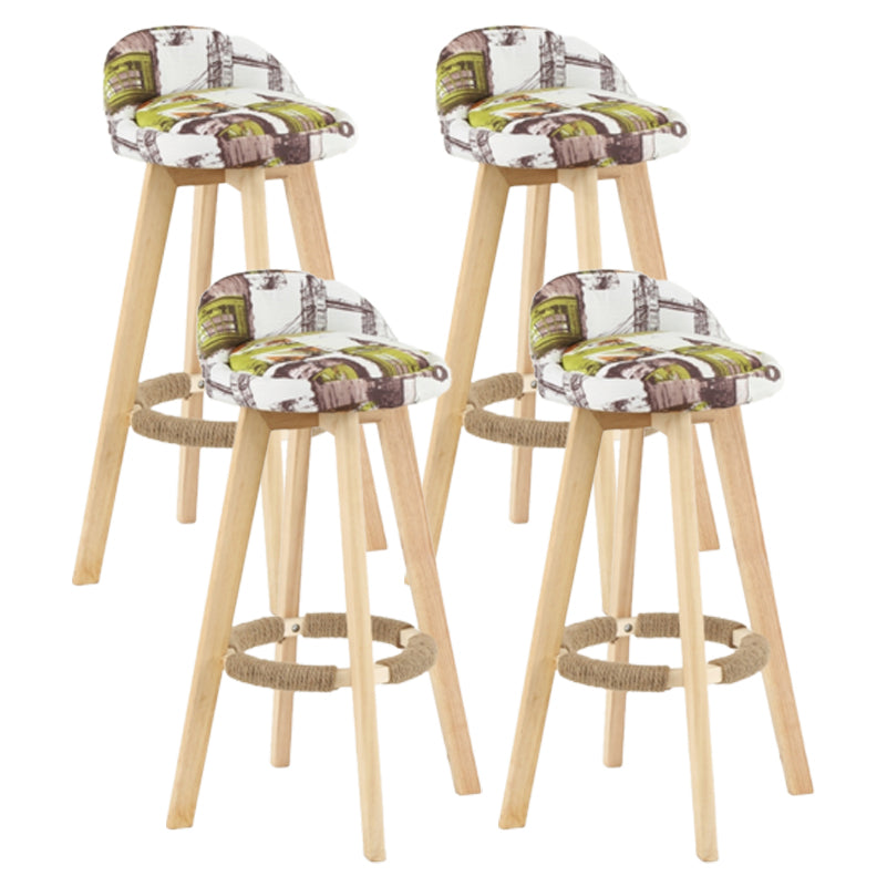 Scandinavian Matte Finish Upholstered Counter Height Stool Footrest Home Barstool White-Green Natural 4 Piece Set Clearhalo 'Bar Furniture' 'Bar Stools' 'bar_stools' 'furn' 'furn_bar_stools' 'Furniture' 'furniture_bar_stools' 'Kitchen & Dining Furniture' 4953262