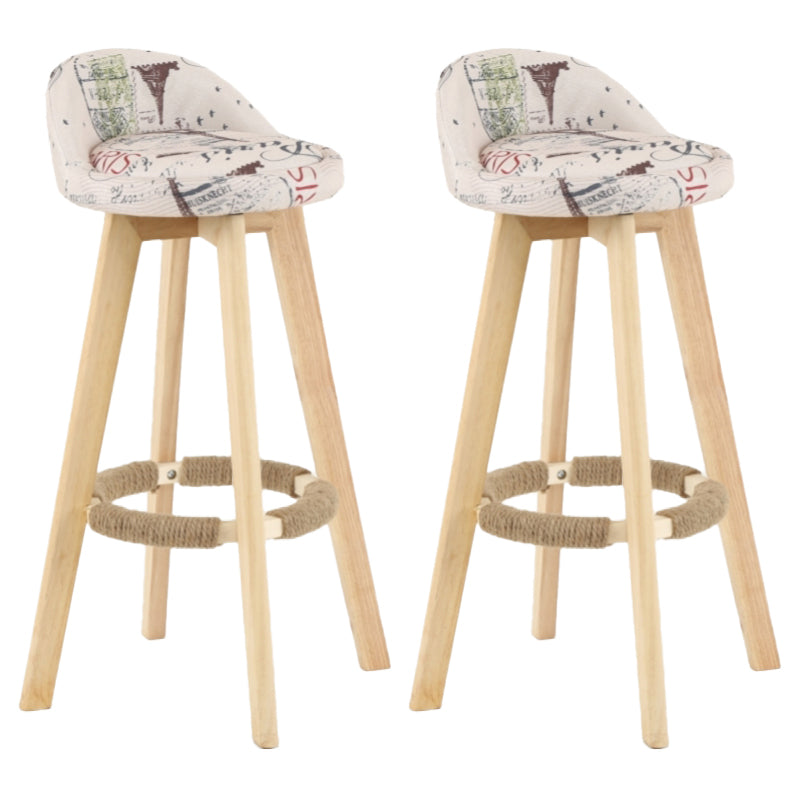 Scandinavian Matte Finish Upholstered Counter Height Stool Footrest Home Barstool White-Gray Natural 2 Piece Set Clearhalo 'Bar Furniture' 'Bar Stools' 'bar_stools' 'furn' 'furn_bar_stools' 'Furniture' 'furniture_bar_stools' 'Kitchen & Dining Furniture' 4953264