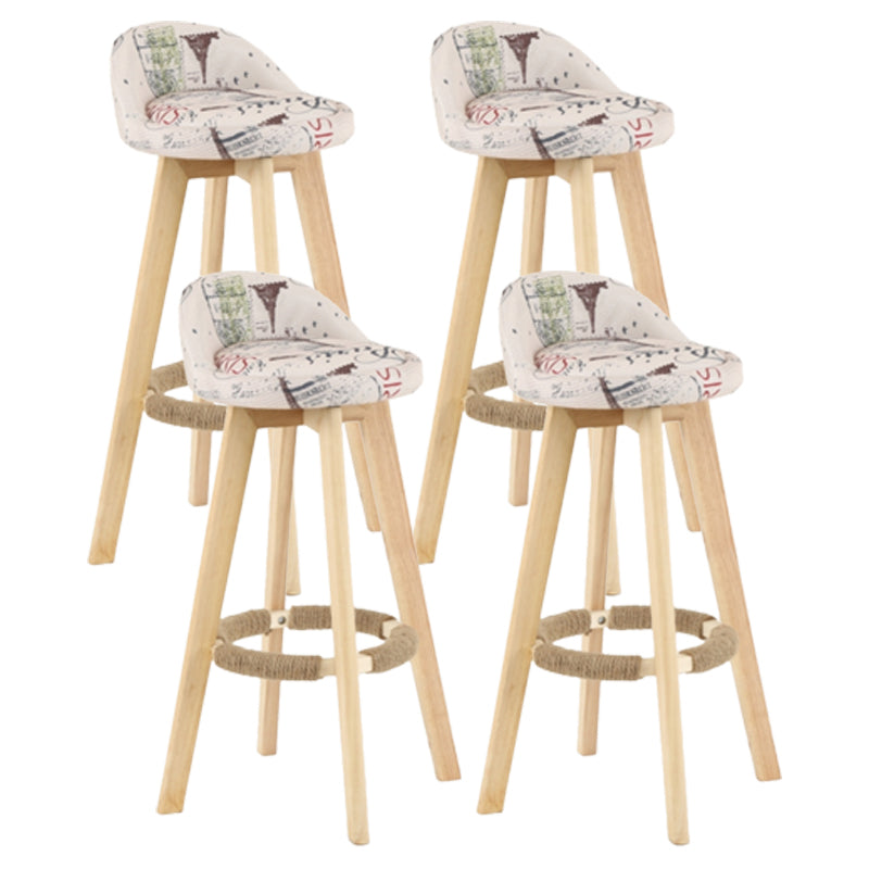 Scandinavian Matte Finish Upholstered Counter Height Stool Footrest Home Barstool White-Gray Natural 4 Piece Set Clearhalo 'Bar Furniture' 'Bar Stools' 'bar_stools' 'furn' 'furn_bar_stools' 'Furniture' 'furniture_bar_stools' 'Kitchen & Dining Furniture' 4953265
