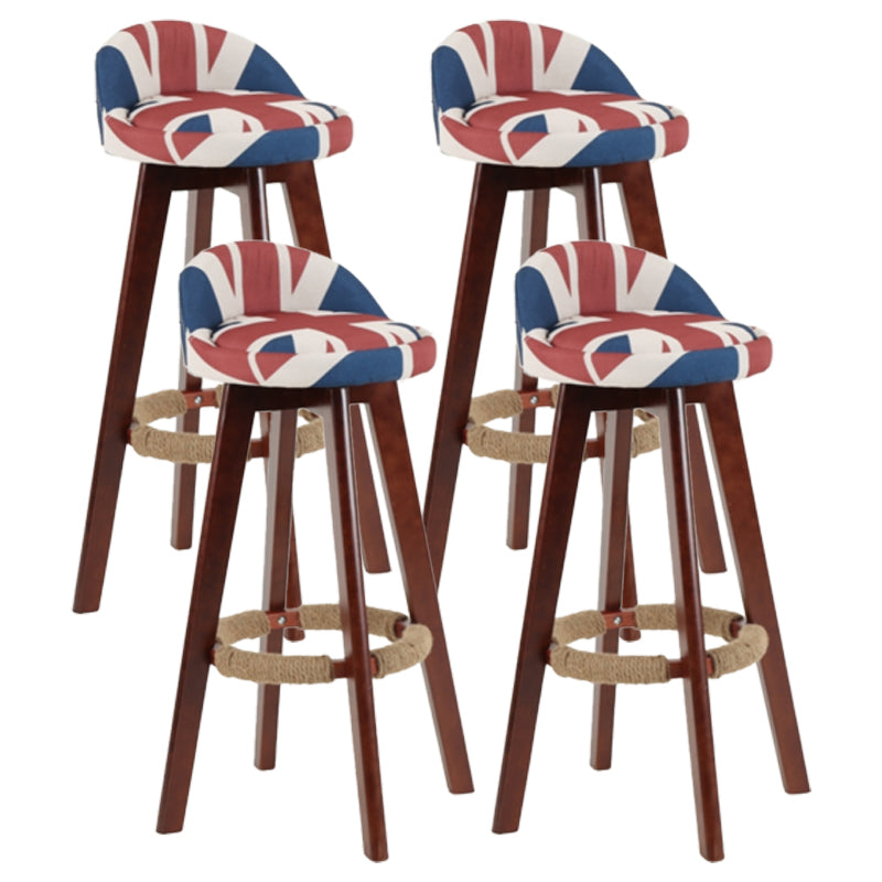 Scandinavian Matte Finish Upholstered Counter Height Stool Footrest Home Barstool Red-White-Blue Brown 4 Piece Set Clearhalo 'Bar Furniture' 'Bar Stools' 'bar_stools' 'furn' 'furn_bar_stools' 'Furniture' 'furniture_bar_stools' 'Kitchen & Dining Furniture' 4953268