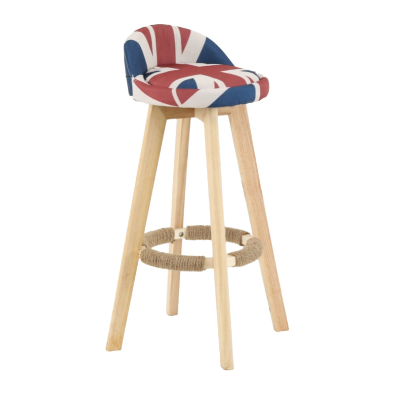 Scandinavian Matte Finish Upholstered Counter Height Stool Footrest Home Barstool Red-White-Blue Natural 1 Piece Clearhalo 'Bar Furniture' 'Bar Stools' 'bar_stools' 'furn' 'furn_bar_stools' 'Furniture' 'furniture_bar_stools' 'Kitchen & Dining Furniture' 4953269