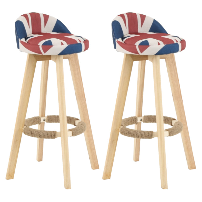 Scandinavian Matte Finish Upholstered Counter Height Stool Footrest Home Barstool Red-White-Blue Natural 2 Piece Set Clearhalo 'Bar Furniture' 'Bar Stools' 'bar_stools' 'furn' 'furn_bar_stools' 'Furniture' 'furniture_bar_stools' 'Kitchen & Dining Furniture' 4953270