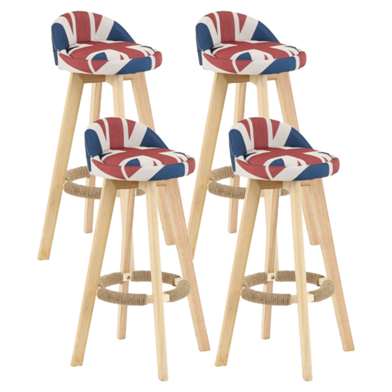 Scandinavian Matte Finish Upholstered Counter Height Stool Footrest Home Barstool Red-White-Blue Natural 4 Piece Set Clearhalo 'Bar Furniture' 'Bar Stools' 'bar_stools' 'furn' 'furn_bar_stools' 'Furniture' 'furniture_bar_stools' 'Kitchen & Dining Furniture' 4953271