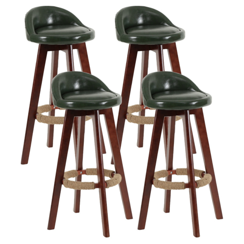 Scandinavian Matte Finish Upholstered Counter Height Stool Footrest Home Barstool Blackish Green Brown 4 Piece Set Clearhalo 'Bar Furniture' 'Bar Stools' 'bar_stools' 'furn' 'furn_bar_stools' 'Furniture' 'furniture_bar_stools' 'Kitchen & Dining Furniture' 4953274