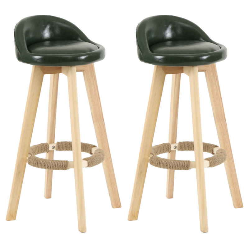 Scandinavian Matte Finish Upholstered Counter Height Stool Footrest Home Barstool Blackish Green Natural 2 Piece Set Clearhalo 'Bar Furniture' 'Bar Stools' 'bar_stools' 'furn' 'furn_bar_stools' 'Furniture' 'furniture_bar_stools' 'Kitchen & Dining Furniture' 4953276