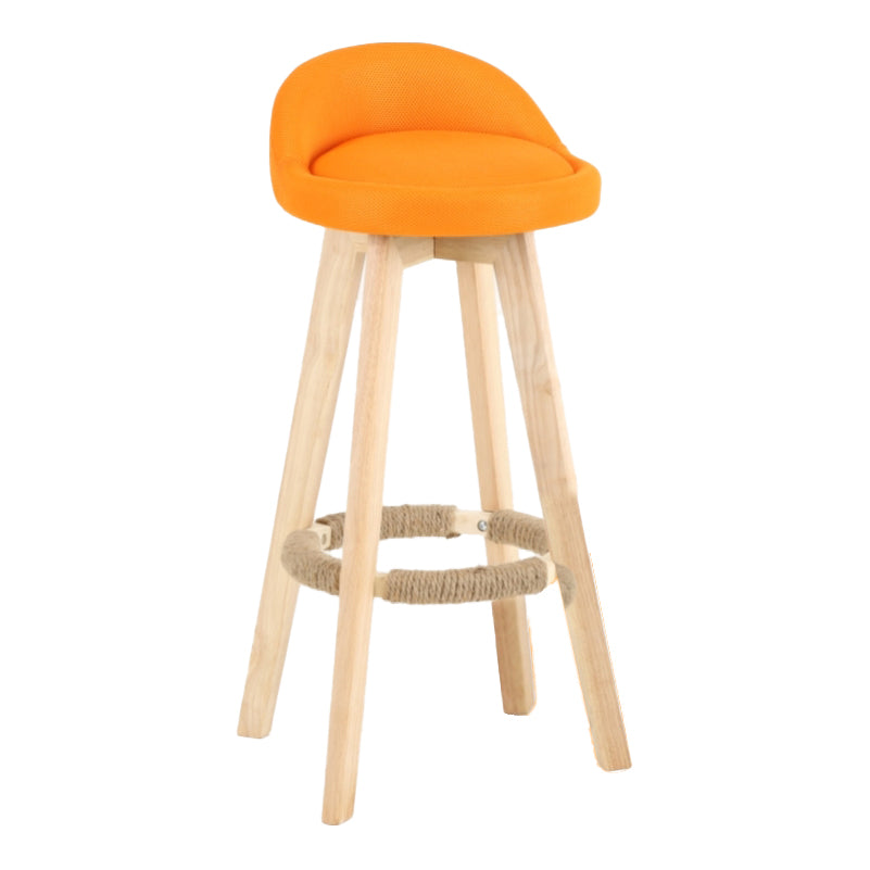 Scandinavian Matte Finish Upholstered Counter Height Stool Footrest Home Barstool Orange Natural 1 Piece Clearhalo 'Bar Furniture' 'Bar Stools' 'bar_stools' 'furn' 'furn_bar_stools' 'Furniture' 'furniture_bar_stools' 'Kitchen & Dining Furniture' 4953278