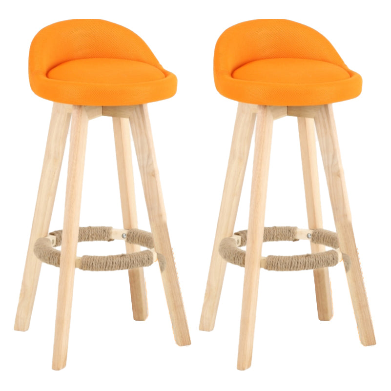 Scandinavian Matte Finish Upholstered Counter Height Stool Footrest Home Barstool Orange Natural 2 Piece Set Clearhalo 'Bar Furniture' 'Bar Stools' 'bar_stools' 'furn' 'furn_bar_stools' 'Furniture' 'furniture_bar_stools' 'Kitchen & Dining Furniture' 4953279