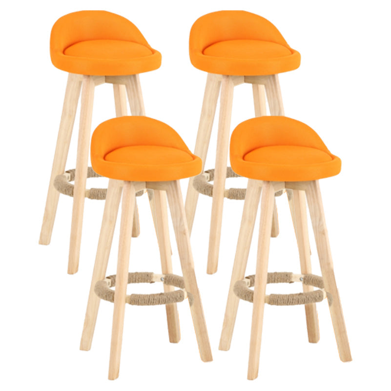 Scandinavian Matte Finish Upholstered Counter Height Stool Footrest Home Barstool Orange Natural 4 Piece Set Clearhalo 'Bar Furniture' 'Bar Stools' 'bar_stools' 'furn' 'furn_bar_stools' 'Furniture' 'furniture_bar_stools' 'Kitchen & Dining Furniture' 4953280