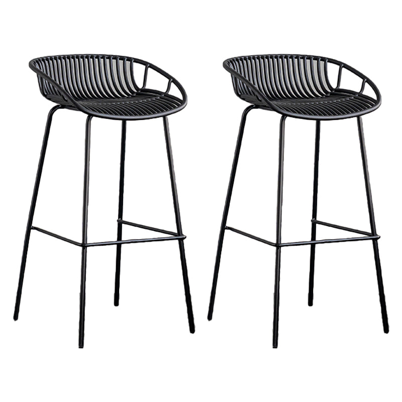 Contemporary Footrest Metal Barstool Matte Finish Restaurant Stool Black 2 Piece Set Clearhalo 'Bar Furniture' 'Bar Stools' 'bar_stools' 'furn' 'furn_bar_stools' 'Furniture' 'furniture_bar_stools' 'Kitchen & Dining Furniture' 4953290