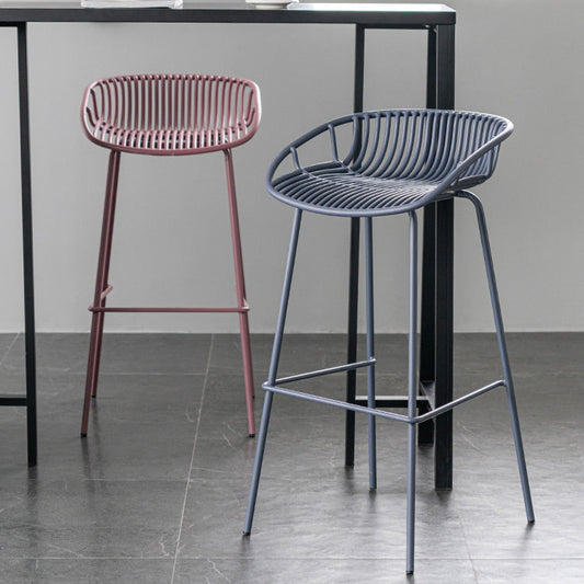Contemporary Footrest Metal Barstool Matte Finish Restaurant Stool Clearhalo 'Bar Furniture' 'Bar Stools' 'bar_stools' 'furn' 'furn_bar_stools' 'Furniture' 'furniture_bar_stools' 'Kitchen & Dining Furniture' 4953291