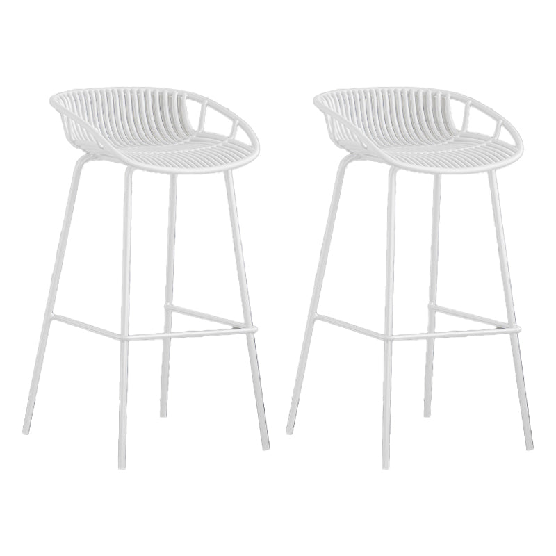Contemporary Footrest Metal Barstool Matte Finish Restaurant Stool White 2 Piece Set Clearhalo 'Bar Furniture' 'Bar Stools' 'bar_stools' 'furn' 'furn_bar_stools' 'Furniture' 'furniture_bar_stools' 'Kitchen & Dining Furniture' 4953292