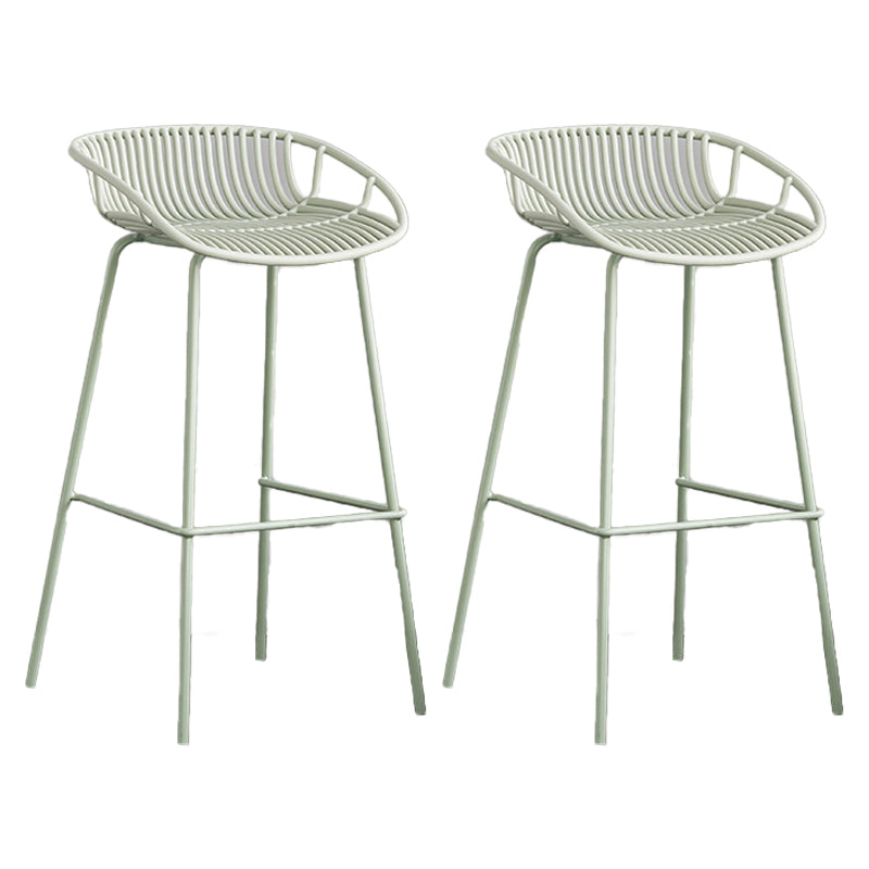 Contemporary Footrest Metal Barstool Matte Finish Restaurant Stool Green 2 Piece Set Clearhalo 'Bar Furniture' 'Bar Stools' 'bar_stools' 'furn' 'furn_bar_stools' 'Furniture' 'furniture_bar_stools' 'Kitchen & Dining Furniture' 4953295