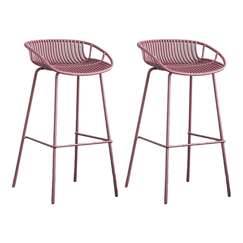 Contemporary Footrest Metal Barstool Matte Finish Restaurant Stool Purple 2 Piece Set Clearhalo 'Bar Furniture' 'Bar Stools' 'bar_stools' 'furn' 'furn_bar_stools' 'Furniture' 'furniture_bar_stools' 'Kitchen & Dining Furniture' 4953298