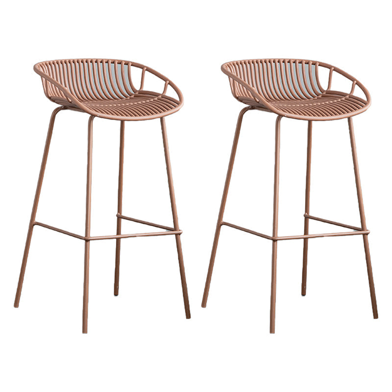 Contemporary Footrest Metal Barstool Matte Finish Restaurant Stool Khaki 2 Piece Set Clearhalo 'Bar Furniture' 'Bar Stools' 'bar_stools' 'furn' 'furn_bar_stools' 'Furniture' 'furniture_bar_stools' 'Kitchen & Dining Furniture' 4953299
