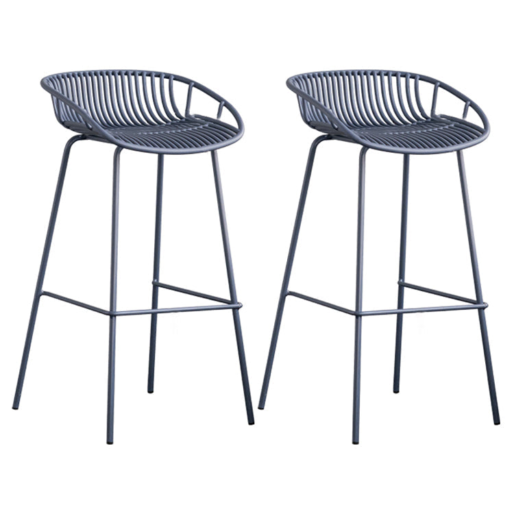 Contemporary Footrest Metal Barstool Matte Finish Restaurant Stool Gray Blue 2 Piece Set Clearhalo 'Bar Furniture' 'Bar Stools' 'bar_stools' 'furn' 'furn_bar_stools' 'Furniture' 'furniture_bar_stools' 'Kitchen & Dining Furniture' 4953301
